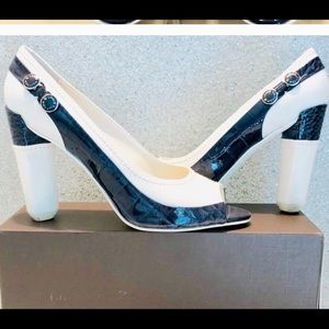 Louis Vuitton Blue Croc Canvas pumps